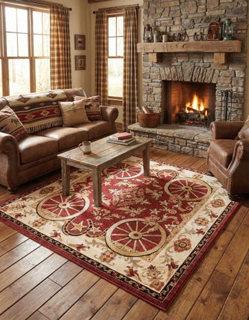 Red Pioneer Square Rug