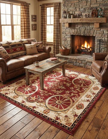 Red Pioneer Square Rug