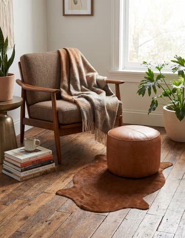 1' 8 x 2' 7 Cowhide Leather Rug