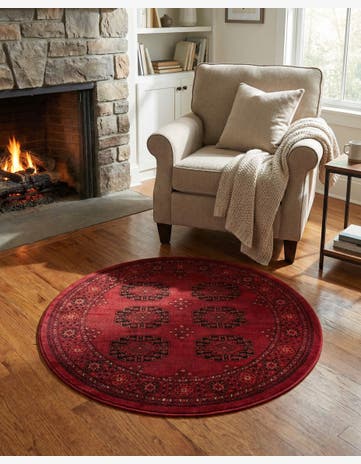 Red Bokhara Round Rug