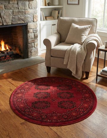 Red Bokhara Round Rug