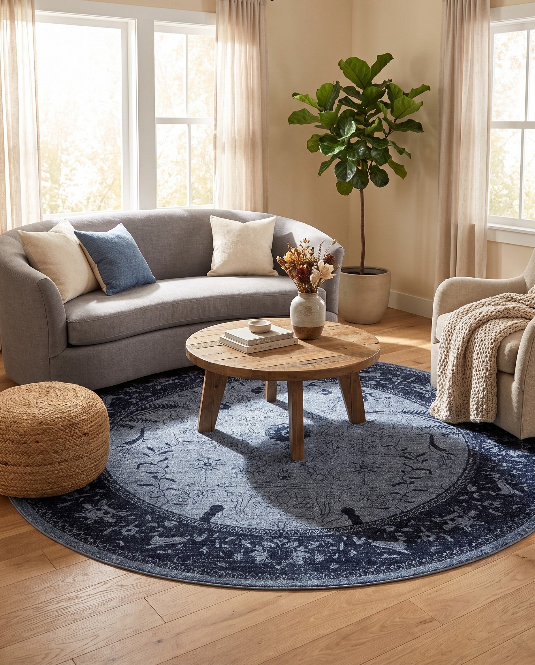 Blue Miranda Round Rug