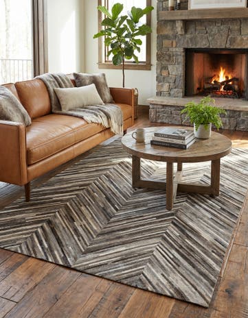 4' 1 x 6' 2 Cowhide - Patchwork Rug