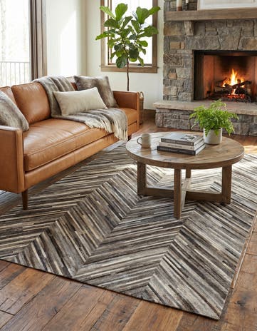 4' 1 x 6' 2 Cowhide - Patchwork Rug