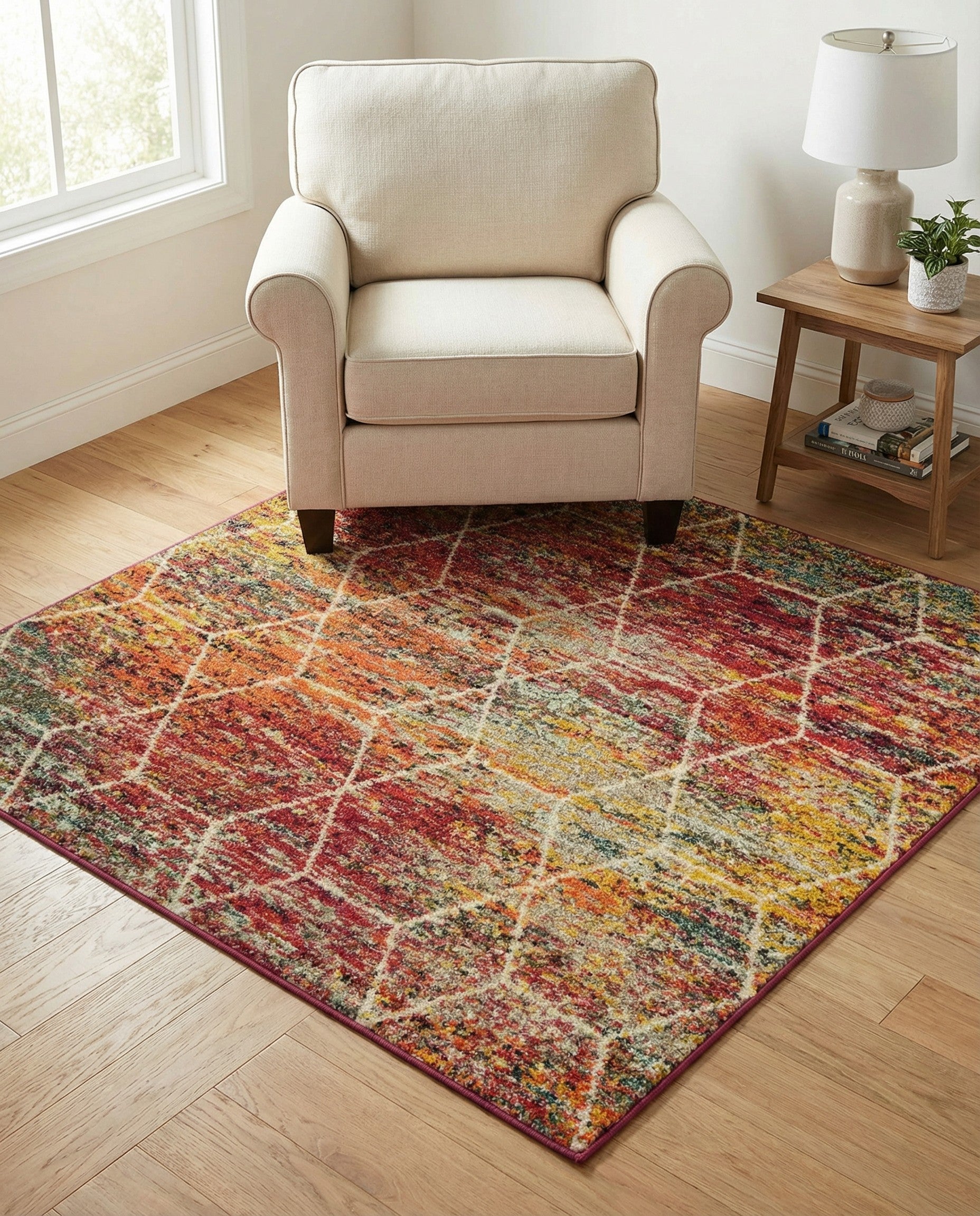 4' x 4' Trellis Frieze Square Rug