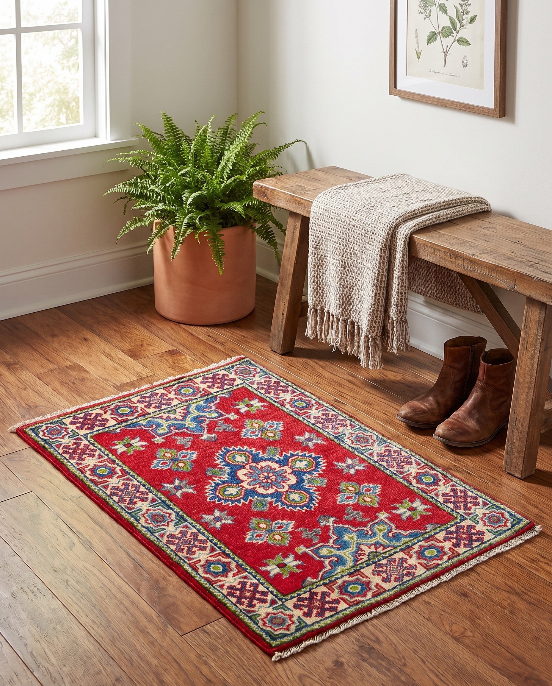 2' x 2' 11 Hand Knotted Kazak Rug