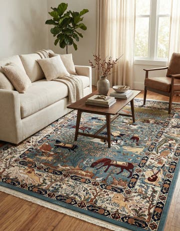 Blue Nain Design Rug