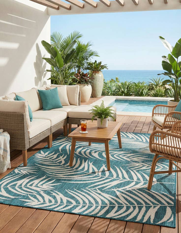 Detail image of 5' 3 x 8' Washable Botanical Indoor / Outdoor Rug