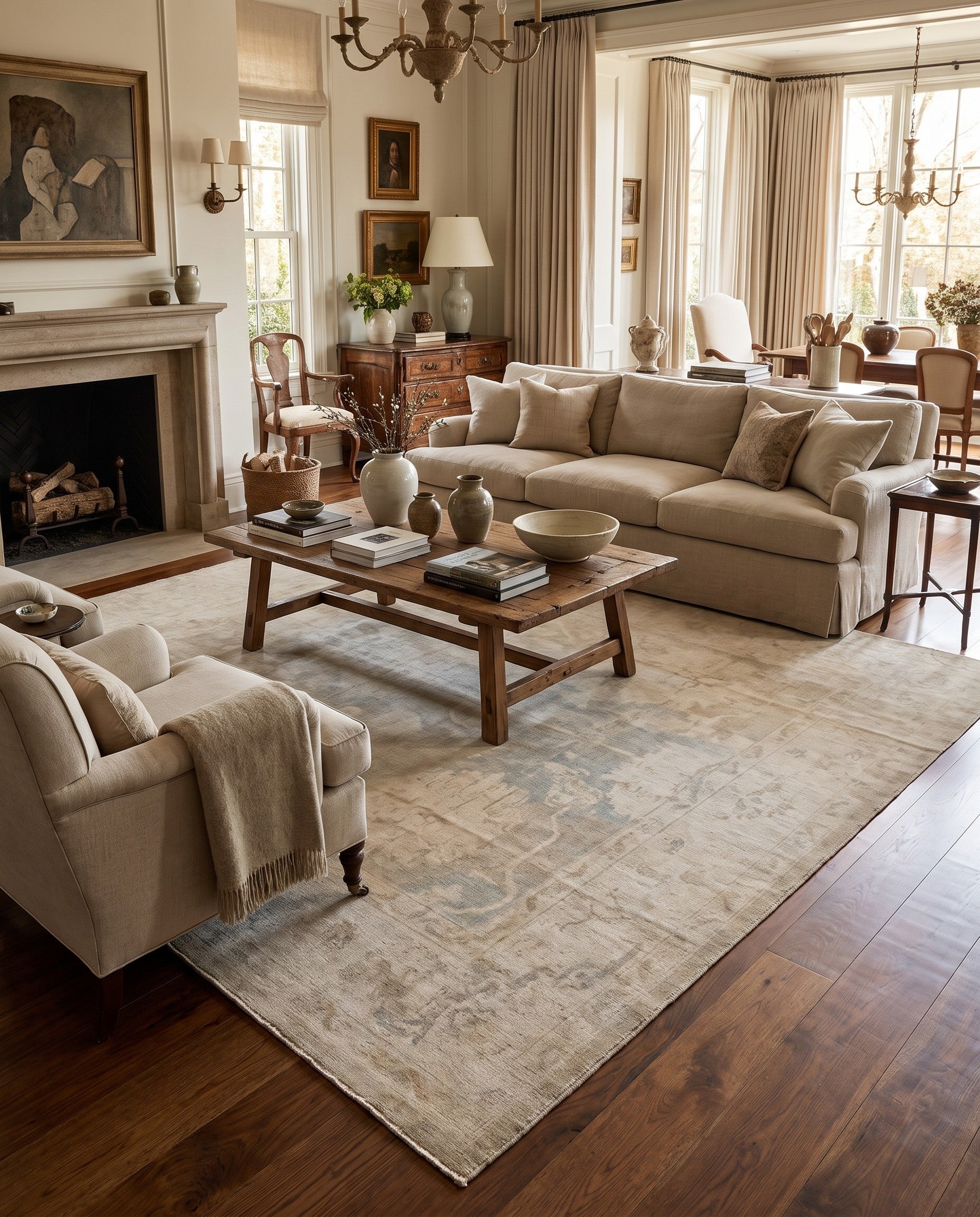 9' 1 x 11' 11 Hand Knotted Oushak Wool Rug