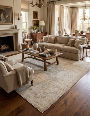 9' 1 x 11' 11 Hand Knotted Oushak Wool Rug