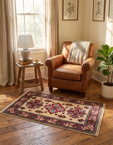 1' 11 x 3' 3 Hand Knotted Kazak Rug
