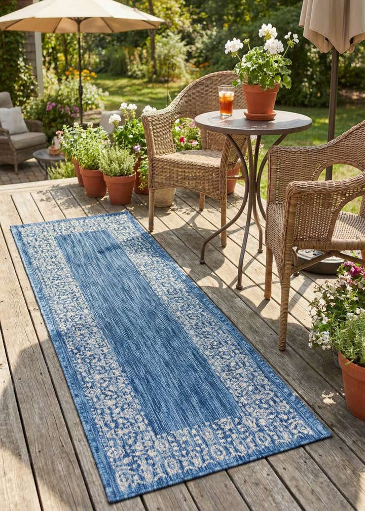 2' x 6' Easy-Clean Border Indoor / Outdoor Runner Rug
