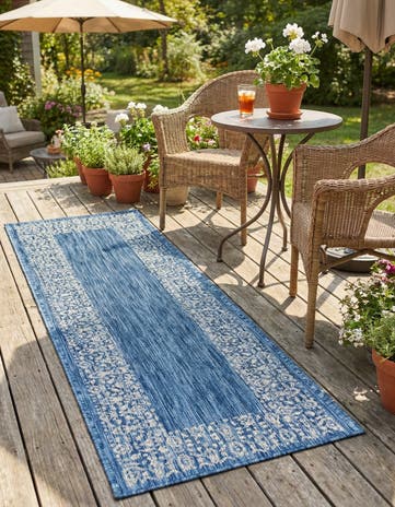 2' x 6' Easy-Clean Border Indoor / Outdoor Runner Rug