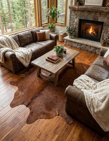 5' 1 x 5' 4 Cowhide Leather Square Rug