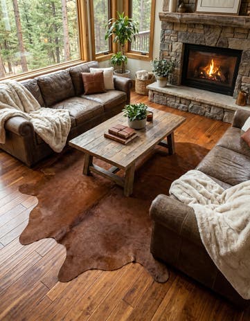 5' 1 x 5' 4 Cowhide Leather Square Rug