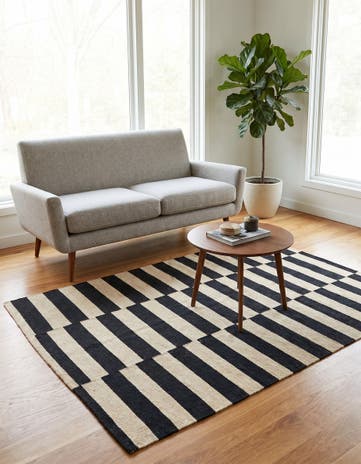 3' 4 x 4' 9 Hand Woven Kilim Modern Wool Rug