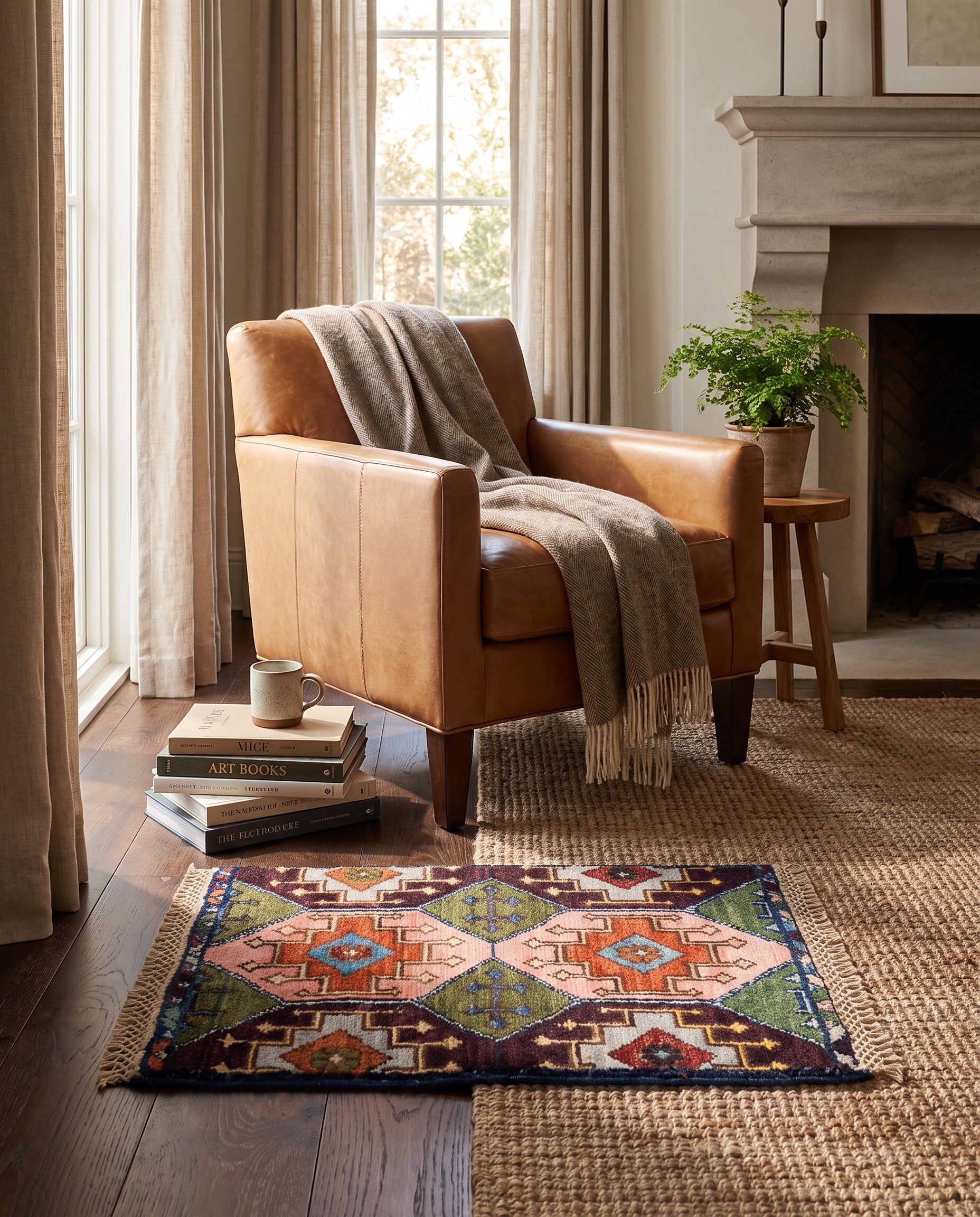 1' 4 x 2' Hand Knotted Ziegler Rug