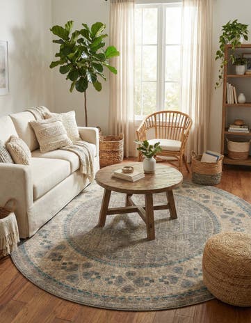 Gray Viola Round Rug