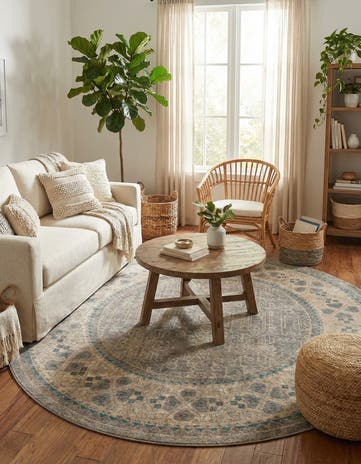 Gray Viola Round Rug