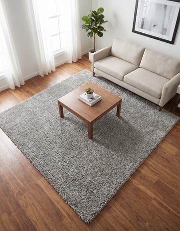 Light Gray Everyday Shag Square Rug