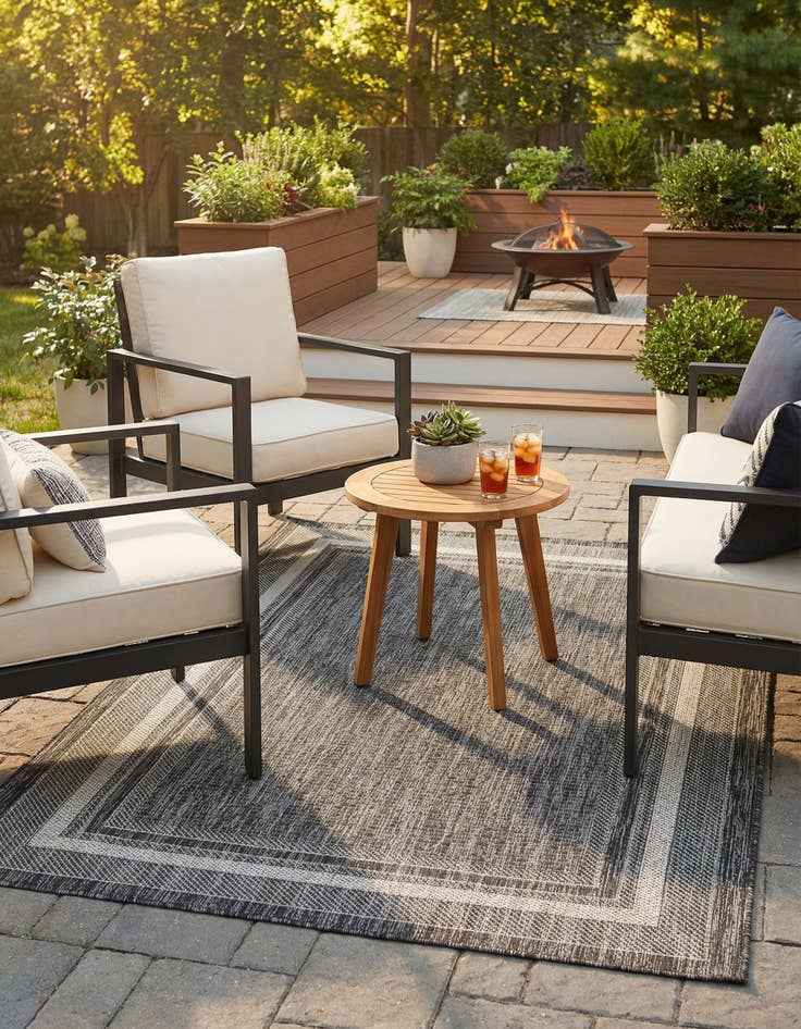 Detail image of 3' x 5' 3 Washable Border Indoor / Outdoor Rug