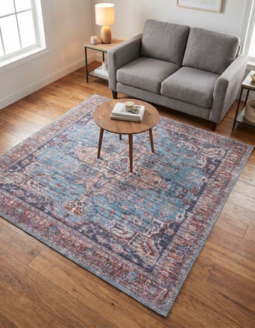 Blue Washable Maahru Square Rug