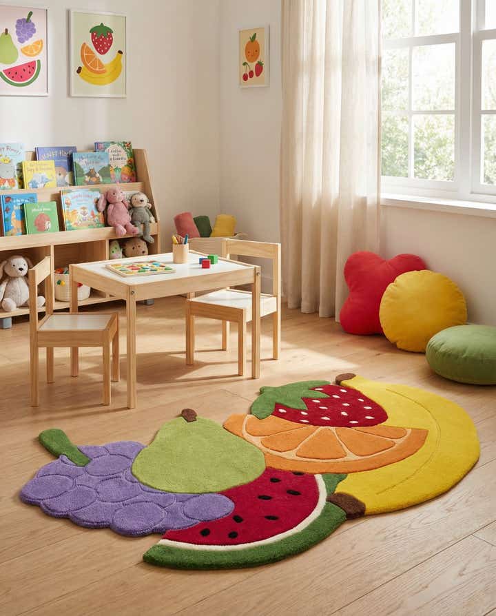 3' 7 x 5' 3 Happy Rugs Fruit Salad Wool