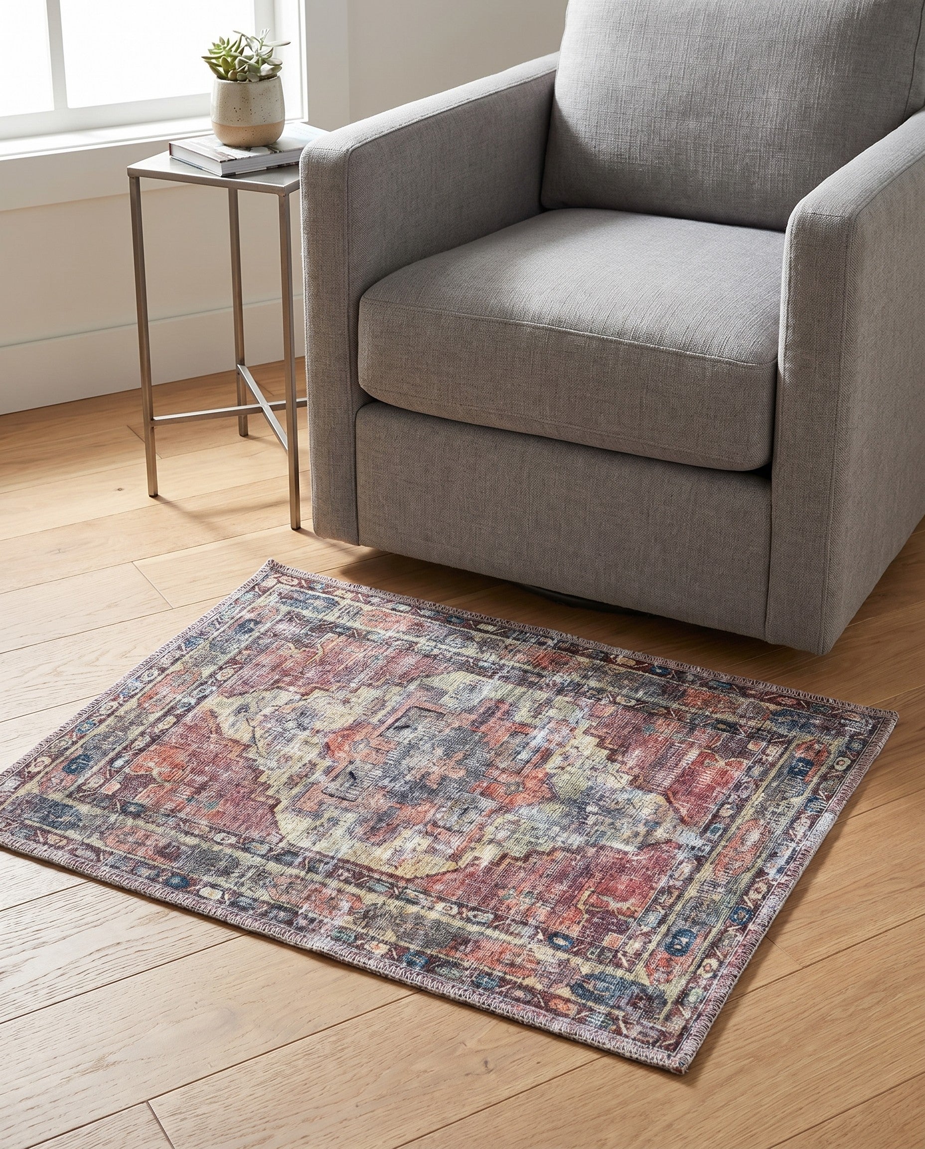 Yellow Pink Washable Maahru Rug