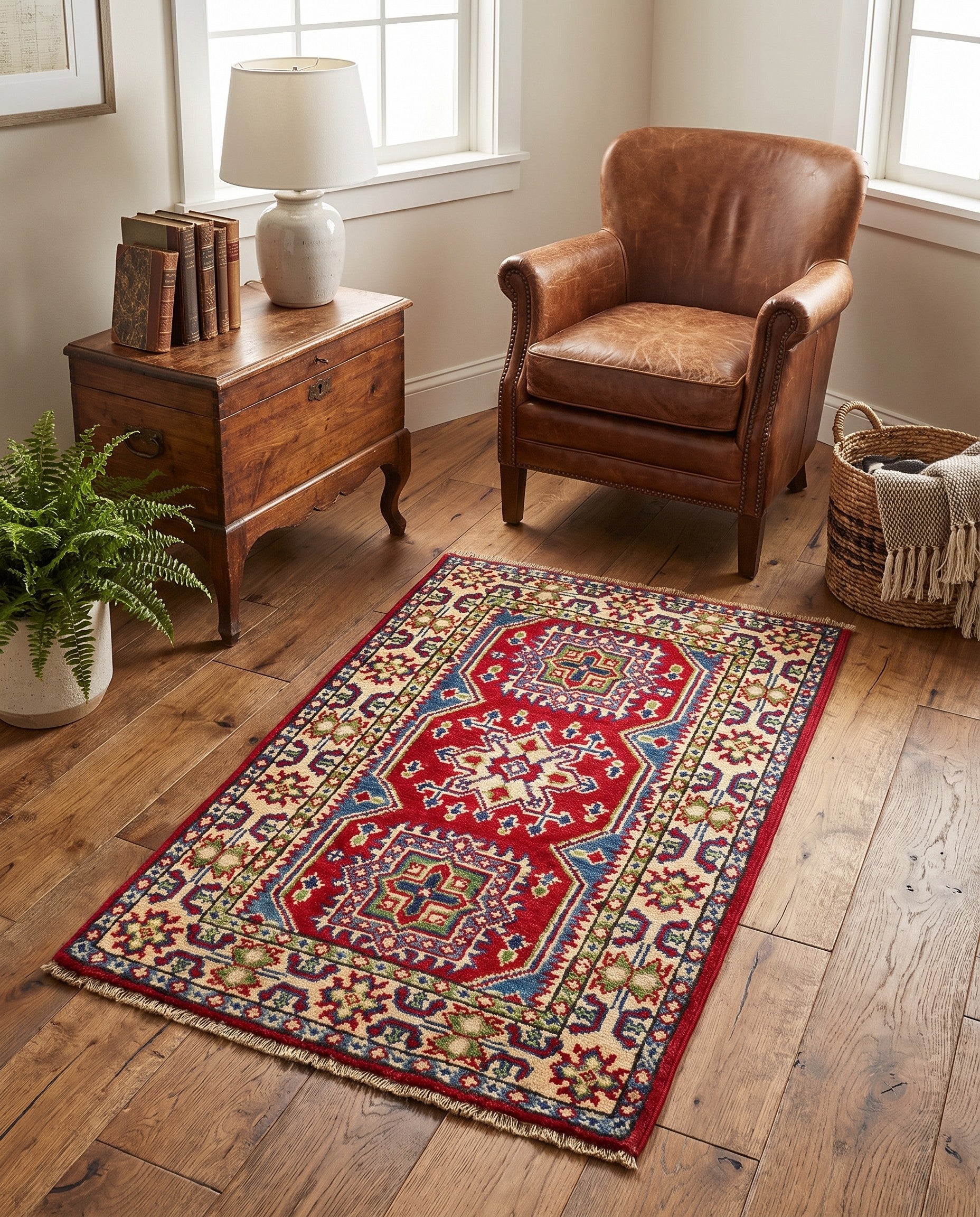 2' x 3' 4 Hand Knotted Kazak Rug