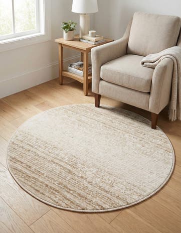 Ivory Gemstone Round Rug