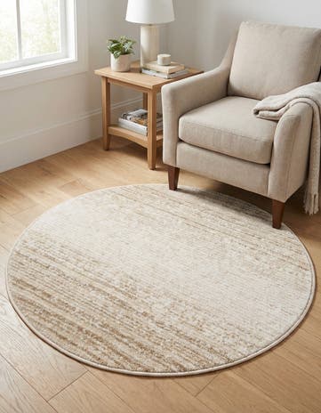 Ivory Gemstone Round Rug