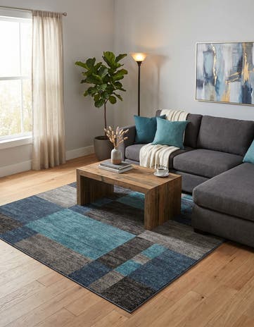 Blue Gray Harvest Square Rug