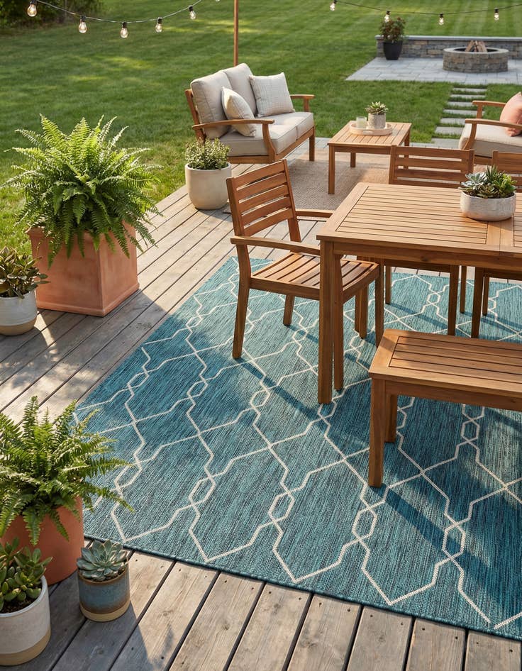 Detail image of 5' 3 x 8' Washable Lattice Indoor / Outdoor Rug