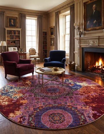 7' 2 x 7' 3 Hand Knotted Mamluk Ziegler Round Rug