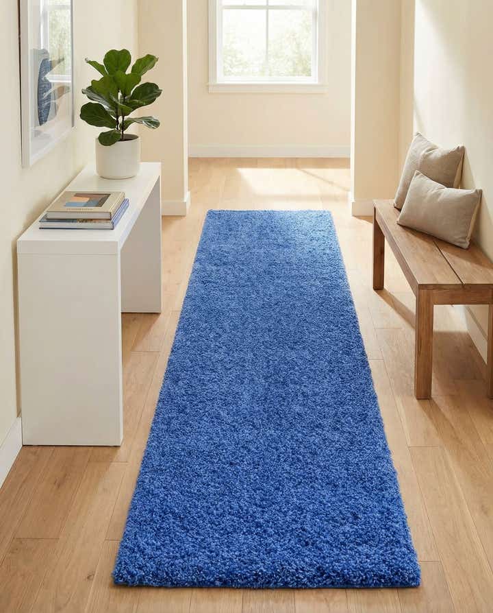 2' 7 x 14' Solid Shag Runner Rug