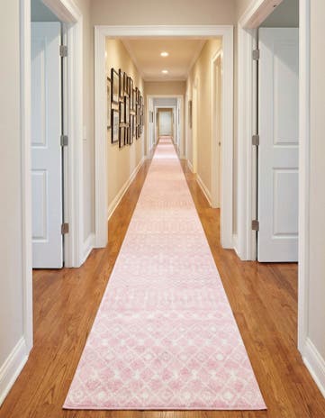 Pink Moroccan Trellis Runner Rug