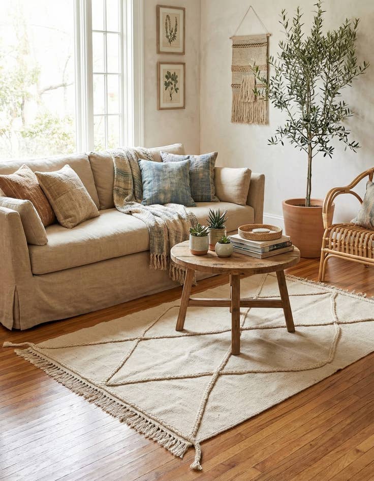 Detail image of 3' 5 x 4' 11 Hand Knotted Moroccan Wool Rug