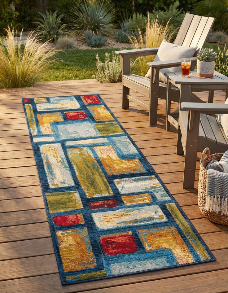 Detail image of 2' x 6' Easy-Clean Modern Indoor / Outdoor Runner Rug