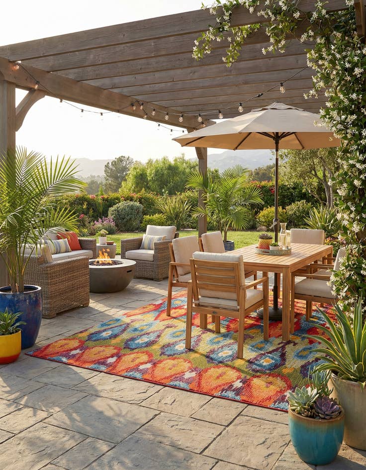 Detail image of 5' 3 x 8' Washable Modern Indoor / Outdoor Rug