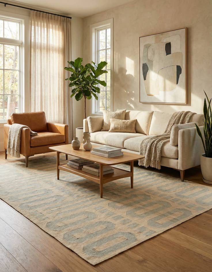 Detail image of 4' 10 x 6' 7 Hand Woven Kilim Modern Wool Rug