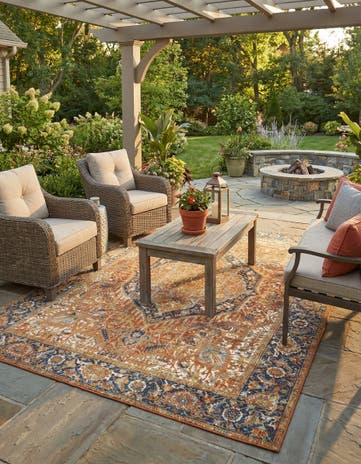 7' 10 x 10' Easy-Clean Traditional Indoor / Outdoor Rug