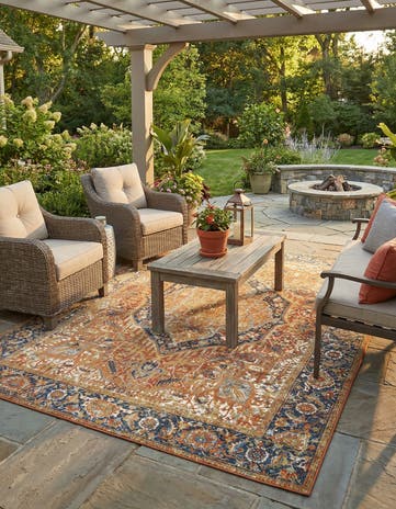7' 10 x 10' Easy-Clean Traditional Indoor / Outdoor Rug
