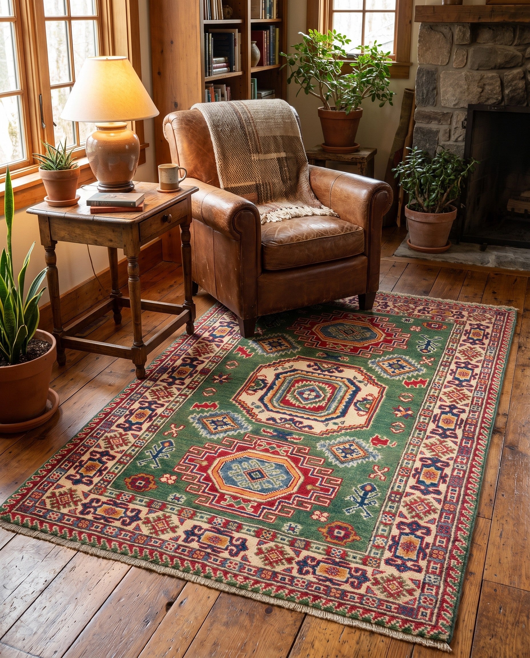 3' 3 x 4' 11 Hand Knotted Kazak Rug