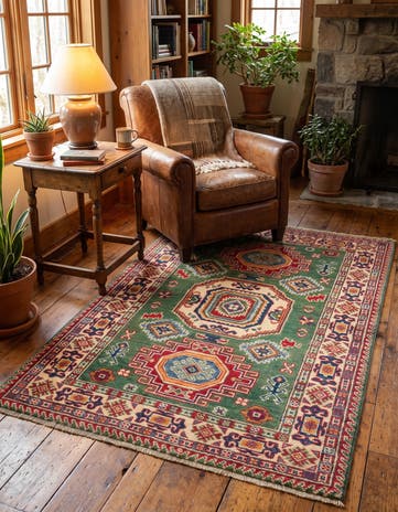 3' 3 x 4' 11 Hand Knotted Kazak Rug