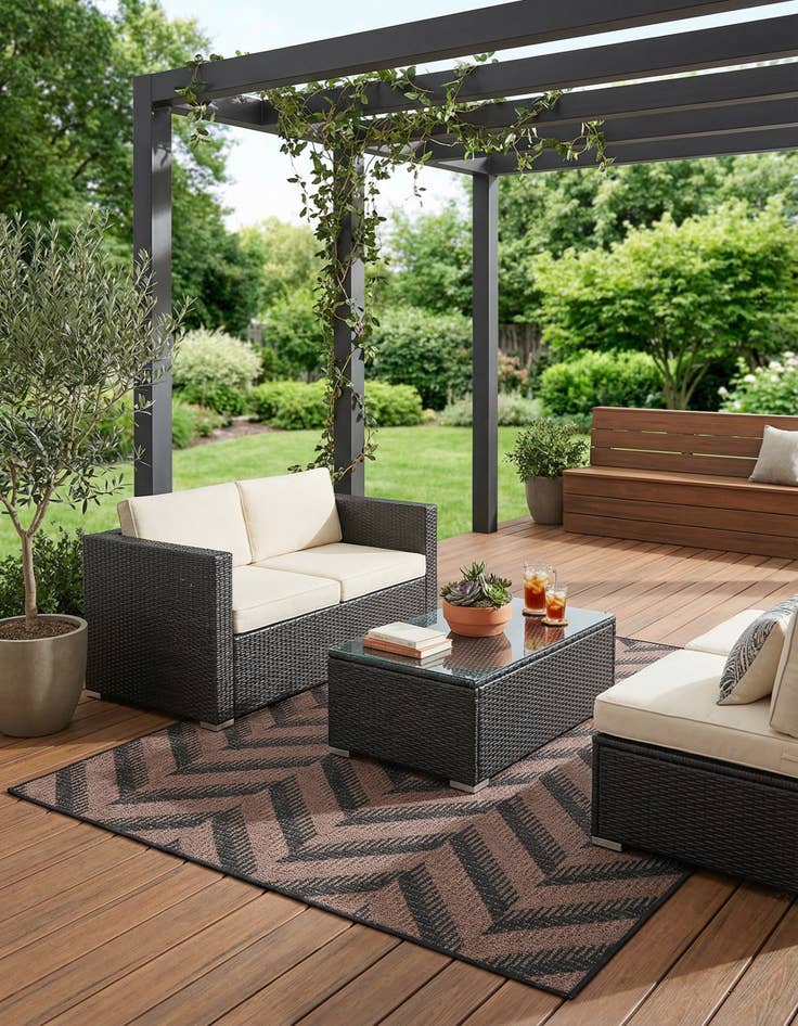 Detail image of 5' 3 x 8' Washable Modern Indoor / Outdoor Rug