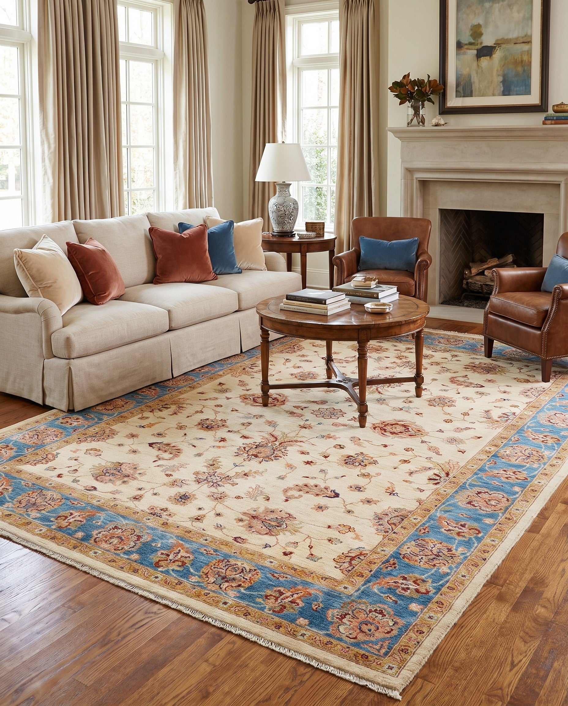 6' 10 x 9' 8 Hand Knotted Ziegler Rug