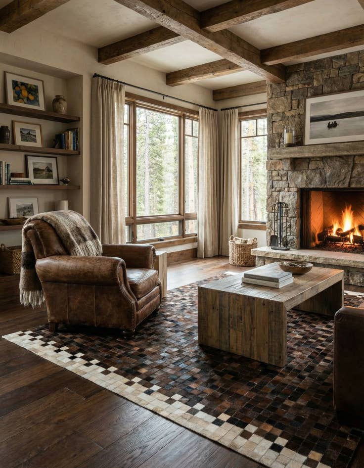 Detail image of 5' 1 x 8' Cowhide Stocks Rug