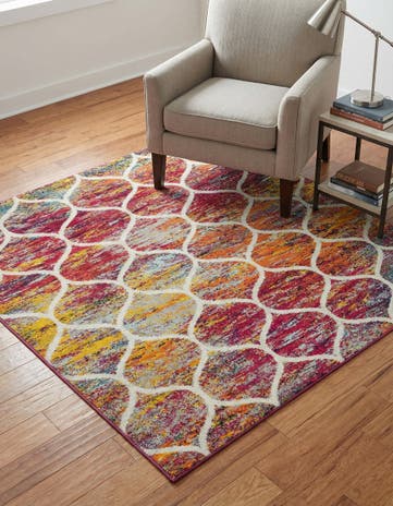 4' x 4' Lattice Frieze Square Rug