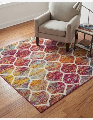 4' x 4' Trellis Frieze Square Rug