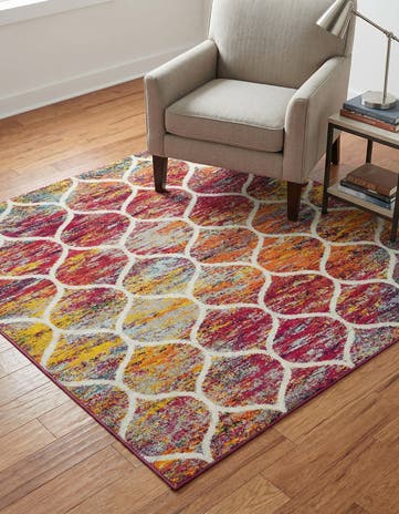 4' x 4' Lattice Frieze Square Rug